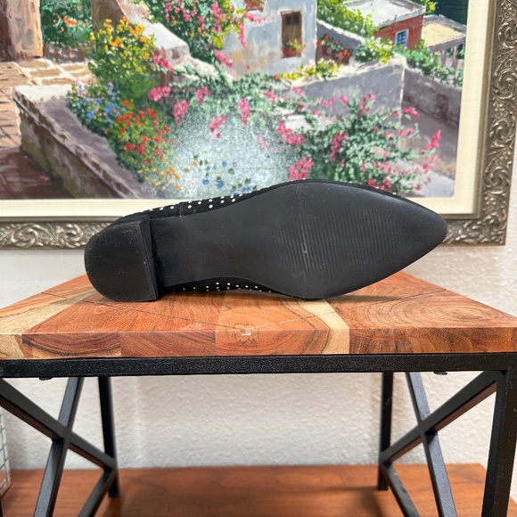 JustFab "Jenna" Women's Ankle Boots Black Studded Suede Slip On Block Heels 9.5 - Picture 10 of 11